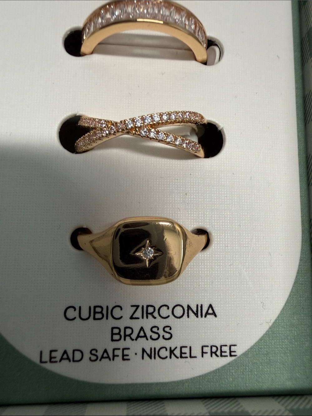 Piper K | Gold-Tone Cubic Zirconia Stackable Ring Set | Size 7 - Picture 5 of 6